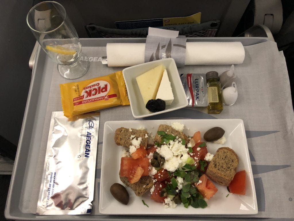 Aegean Airlines A321 Business Class Γεύμα