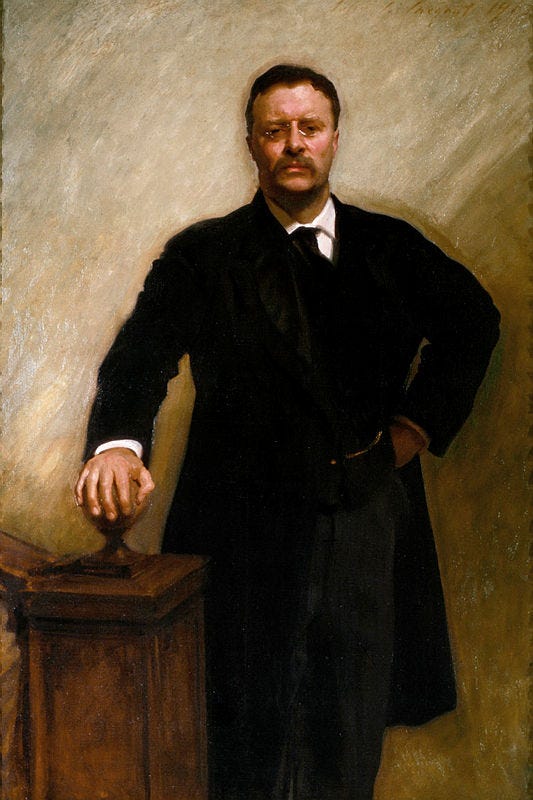 This portrait of Theodore Roosevelt was painted by renowned artist John Singer Sargent in 1903.