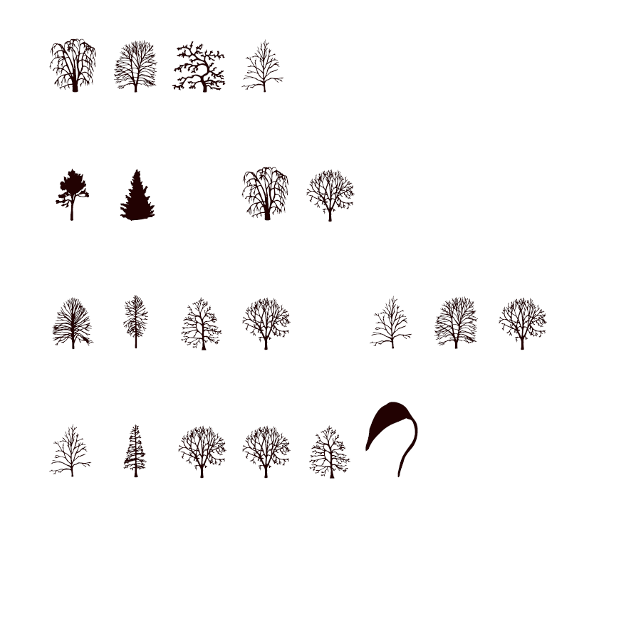 the sentence What if we lose the trees? in tree alphabet from Katie Holten