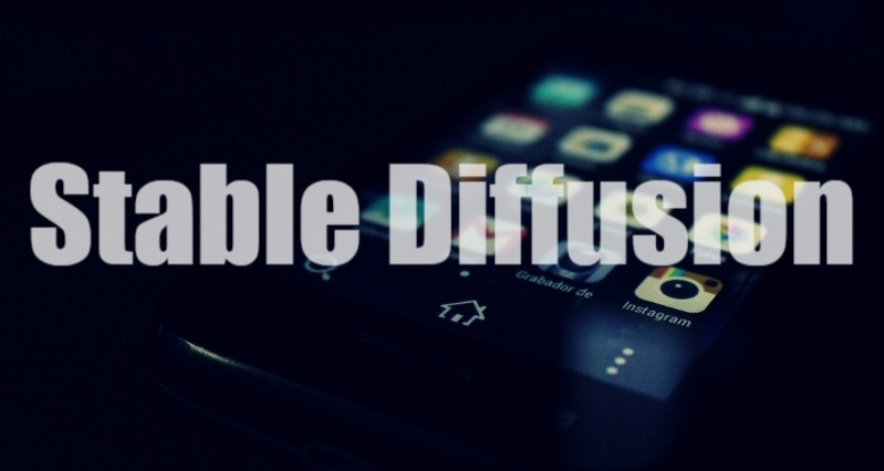 Stable Diffusion text over an image of an Android phone