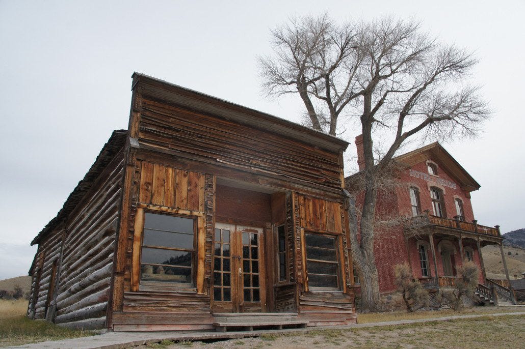 The most important (and first) building in town: the assay house. This is where the gold was assessed for weight and quality. Compared to 80% purity for most gold, Bannack's was 99.5%, as good as it gets.