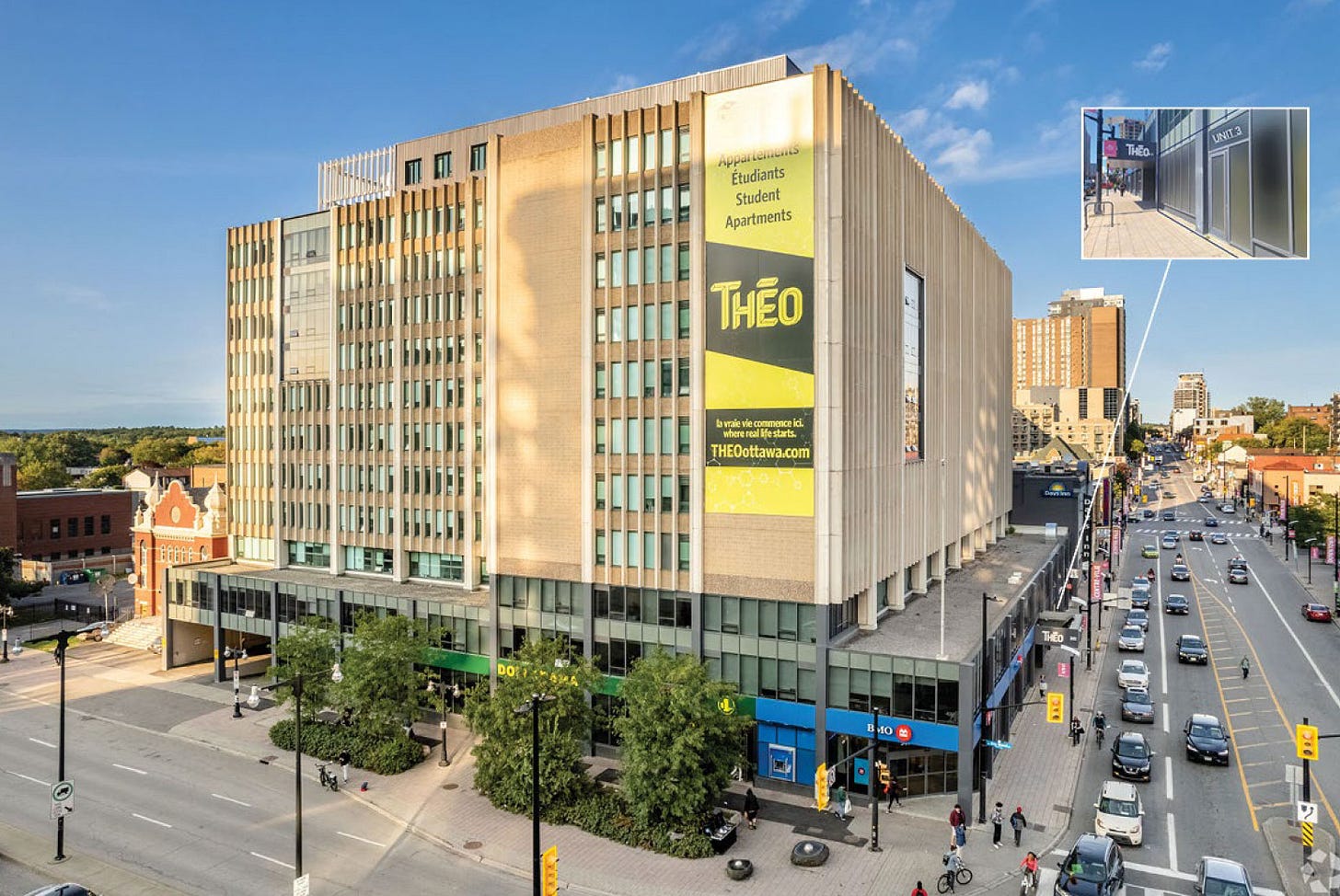 Photo of a recent office-to-residential conversion at 305 Rideau. 194 housing units created, replacing 277,938 square feet of office space.