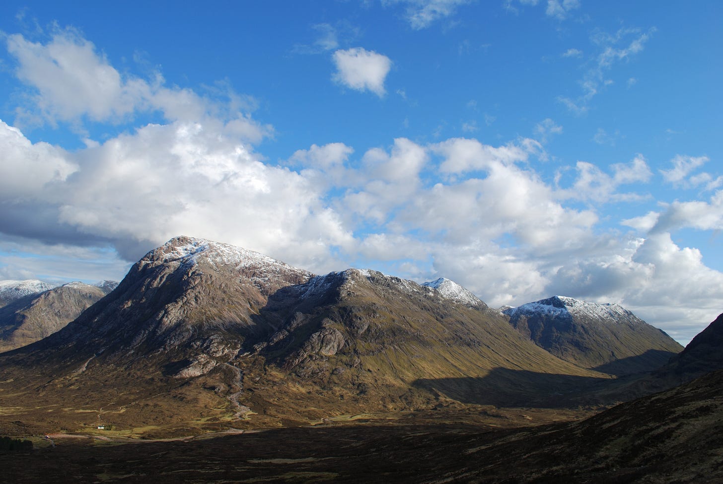 Buachaille Etive Mor, seen from the SMC hut at Laggangarbh. Buachaille Etive Mor, seen from the SMC hut at Laggangarbh.
