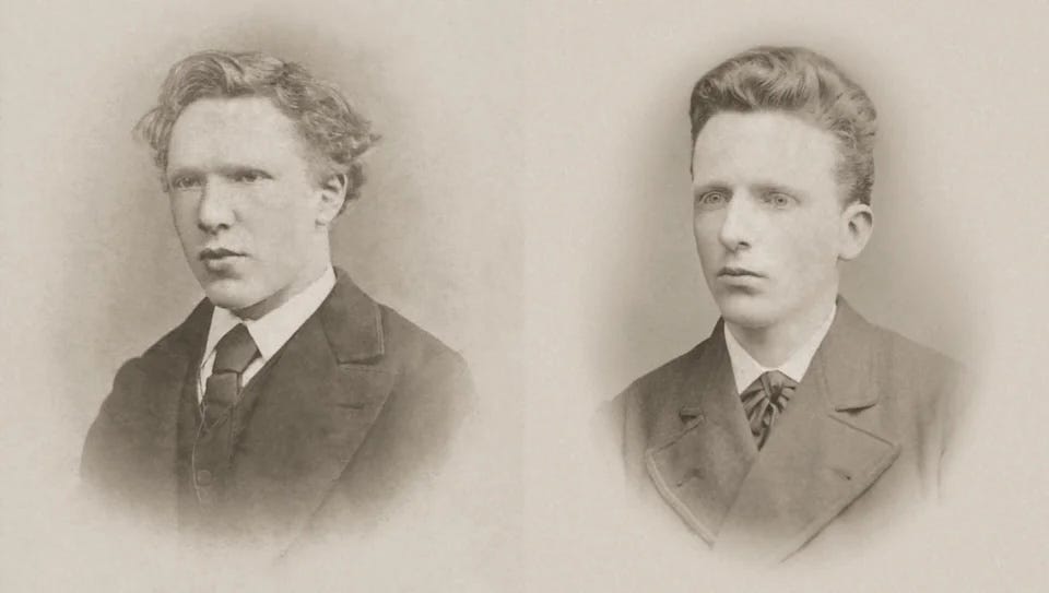 Vincent (left), photographed in 1873, and Theo in 1878.
