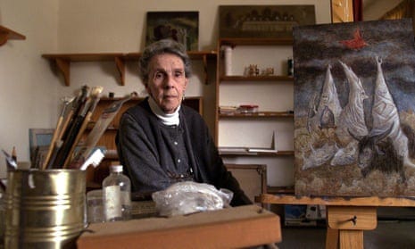 Leonora Carrington, then aged 84, at her house in the bohemian Roma district of Mexico City in November 2000, where she had lived for the past 50 years.