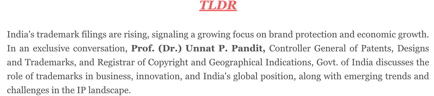 Trademarks, Innovation, and Economic Growth: A Conversation with Prof. (Dr.) Unnat P. Pandit, CGDPTM and RoC&GI, Govt. of India