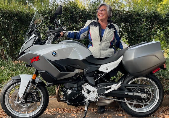 Tamela Rich with her 2022 BMW F 900 XR motorcycle