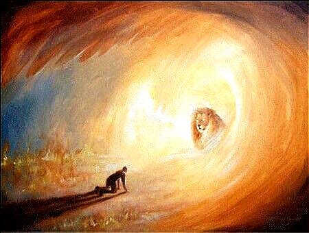 This may contain: a painting of a person and a cat in a vortex