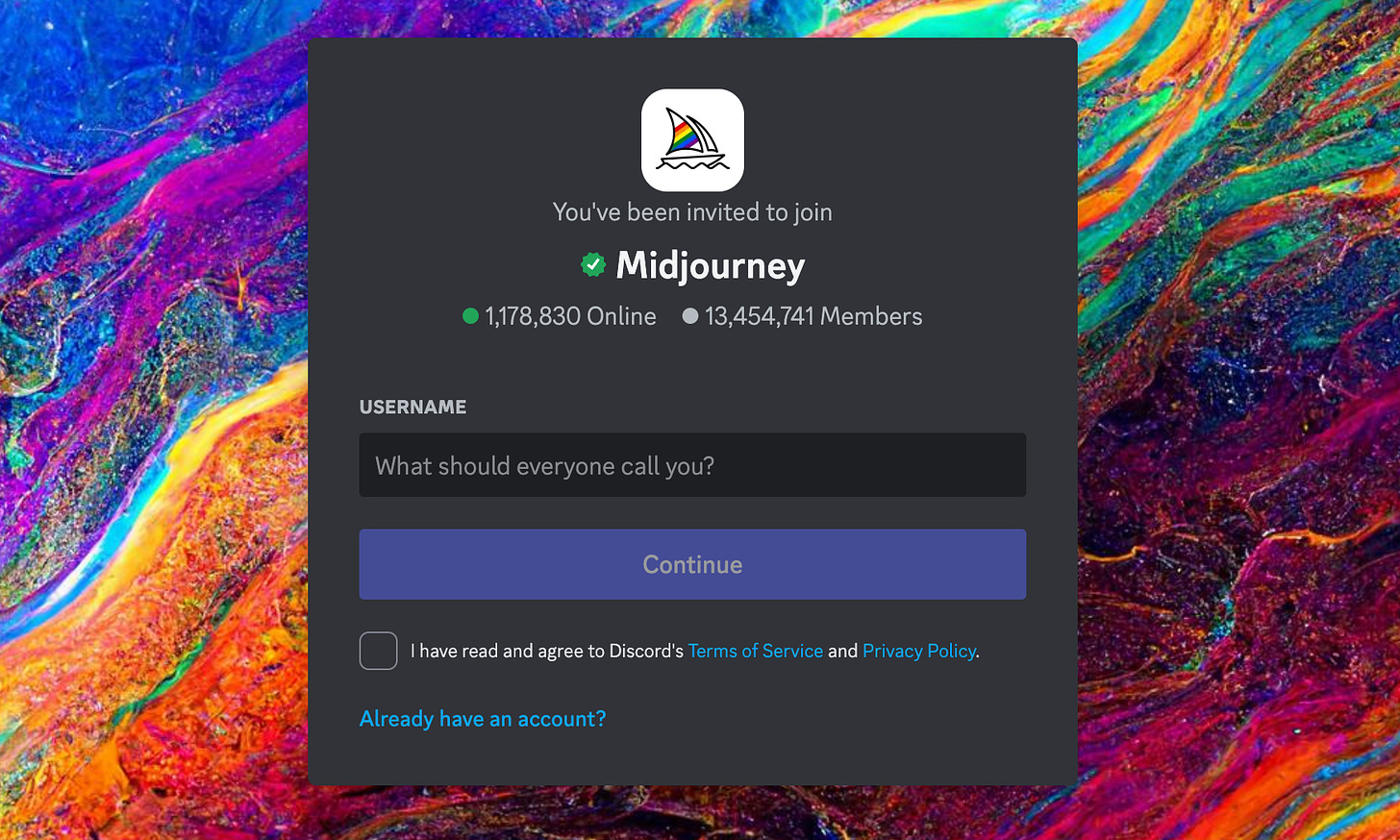The Midjourney Discord invite