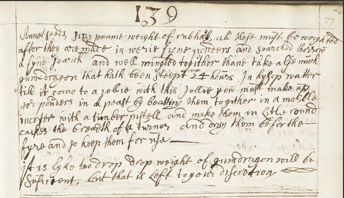 Historic text recipe - actual text in paragraph below
