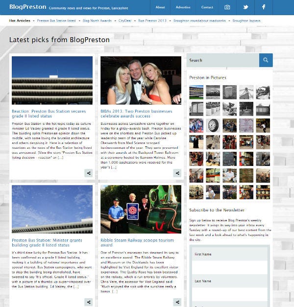 Blog Preston's frontpage around 2pm on Monday Blog Preston's frontpage around 2pm on Monday