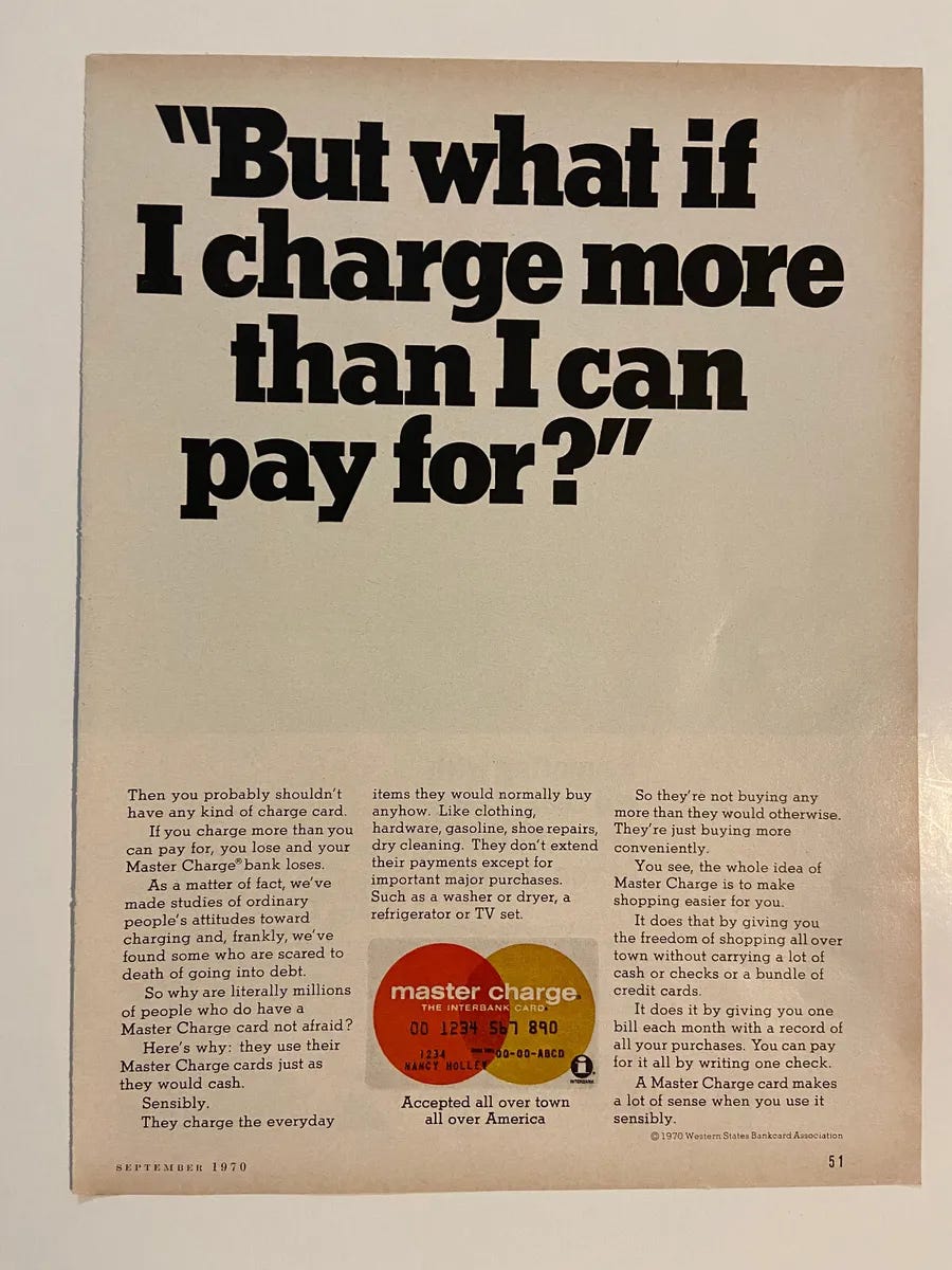 1970 Master Charge Credit Card ORIGINAL Vtg Print Ad FREE SHIPPING  Advertising | eBay