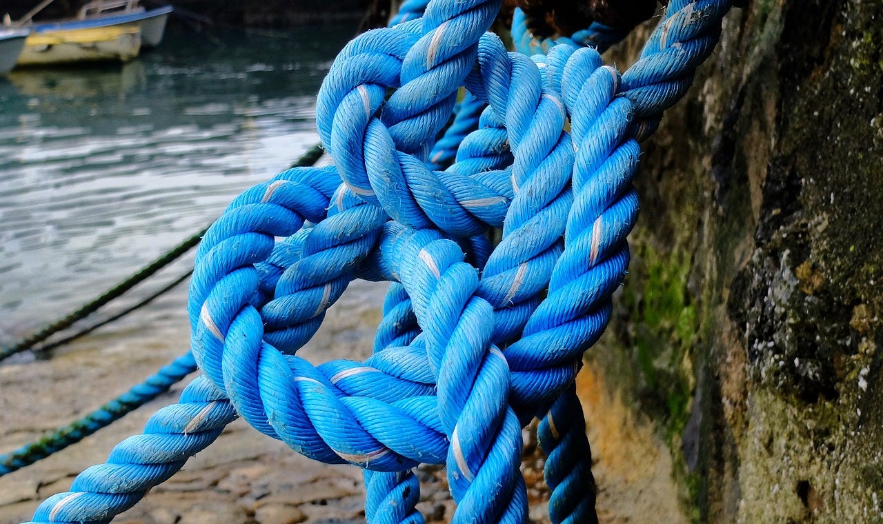 A knot of blue rope