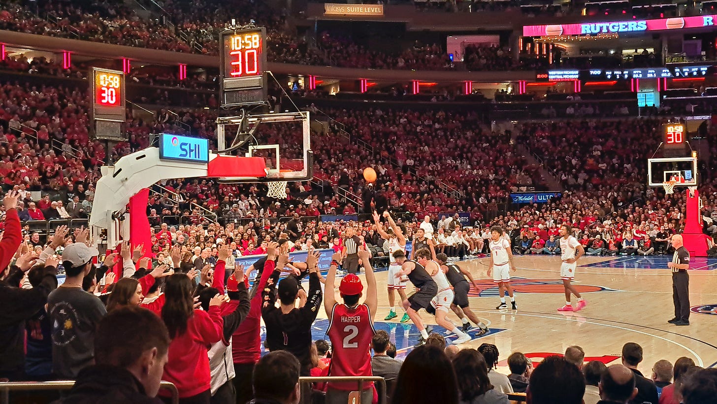 Dylan Harper attempts a free throw during Rutgers’ loss to No. 8 Michigan State on Jan. 25, 2025. (Photo by Adam Zielonka)