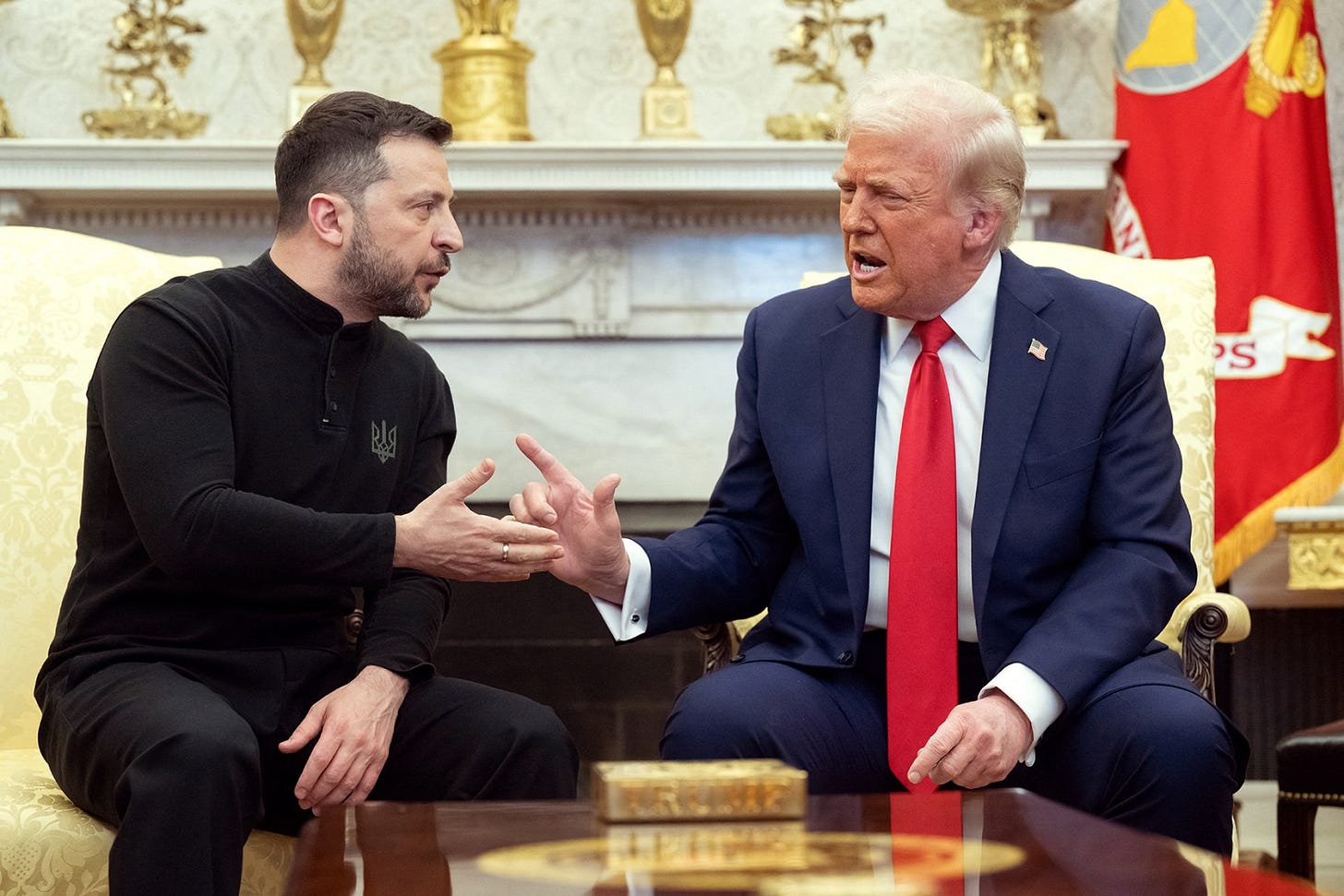 US President Donald Trump and Ukraine's President Volodymyr Zelensky meet in the Oval Office of the White House in Washington, DC, February 28, 2025. Zelensky and Trump openly clashed in the White House on February 28 at a meeting where they were due to sign a deal on sharing Ukraine's mineral riches and discuss a peace deal with Russia. "You're not acting at all thankful. It's not a nice thing," Trump said. "It's going to be very hard to do business like this," he added. (Photo by SAUL LOEB / AFP) (Photo by SAUL LOEB/AFP via Getty Images)