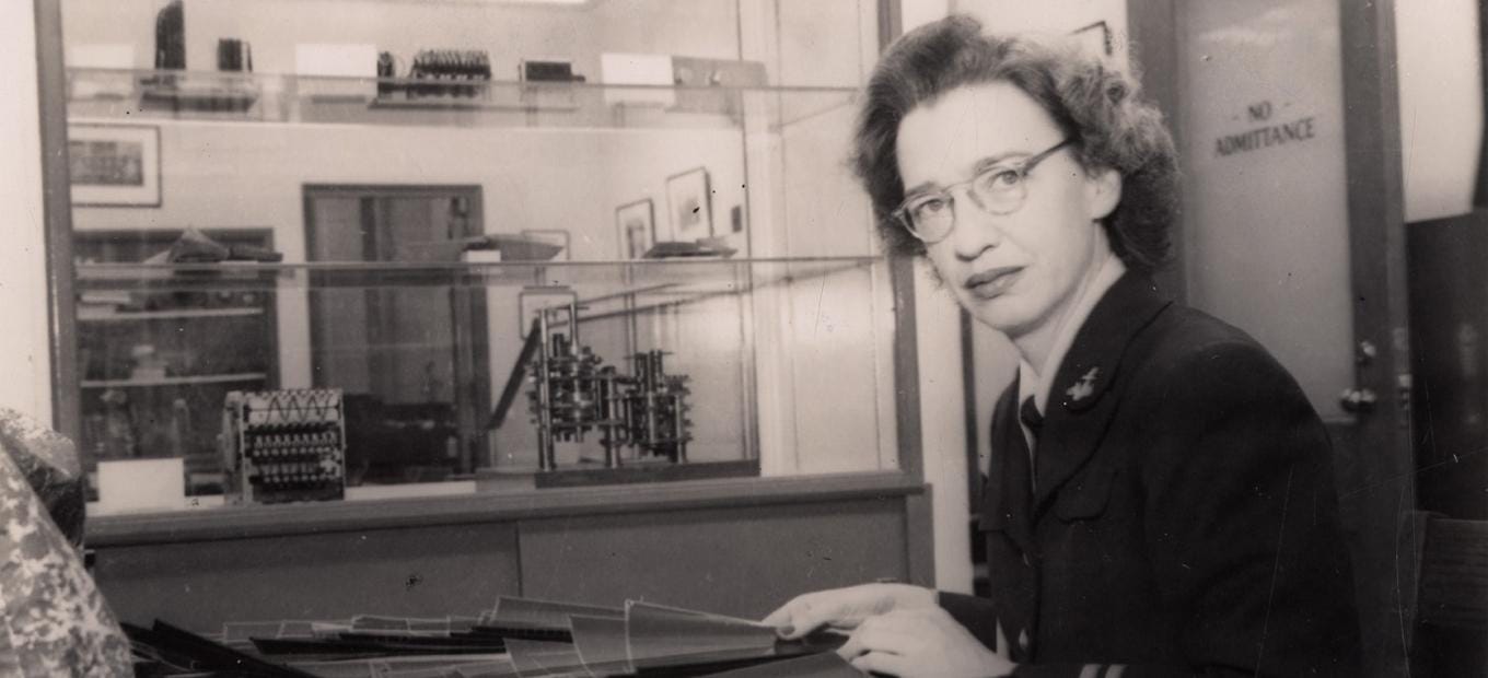 Lt. Grace Hopper at her desk in the Harvard Computation Laboratory, 1947