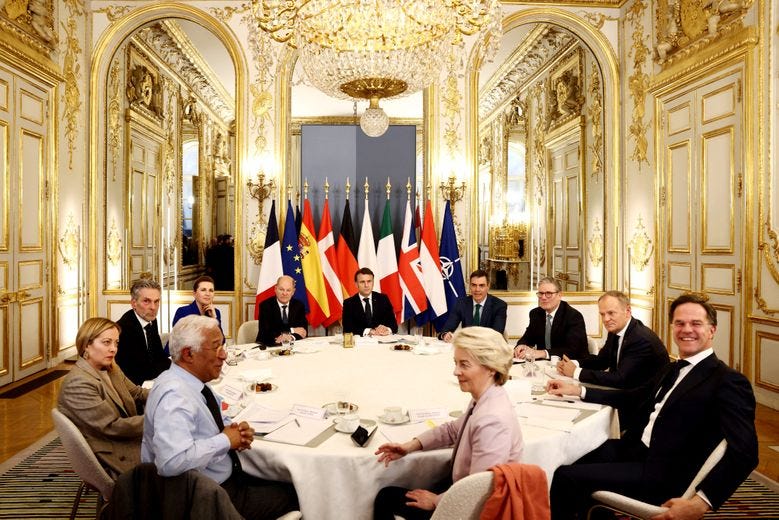 The leaders at the Elysée on Monday for the mini-summit on Ukraine.