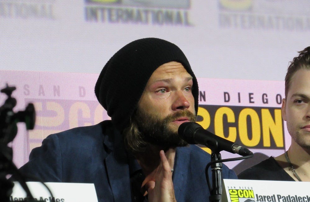 Supernatural Jared Padalecki crying hard at final Comic Con panel 2019