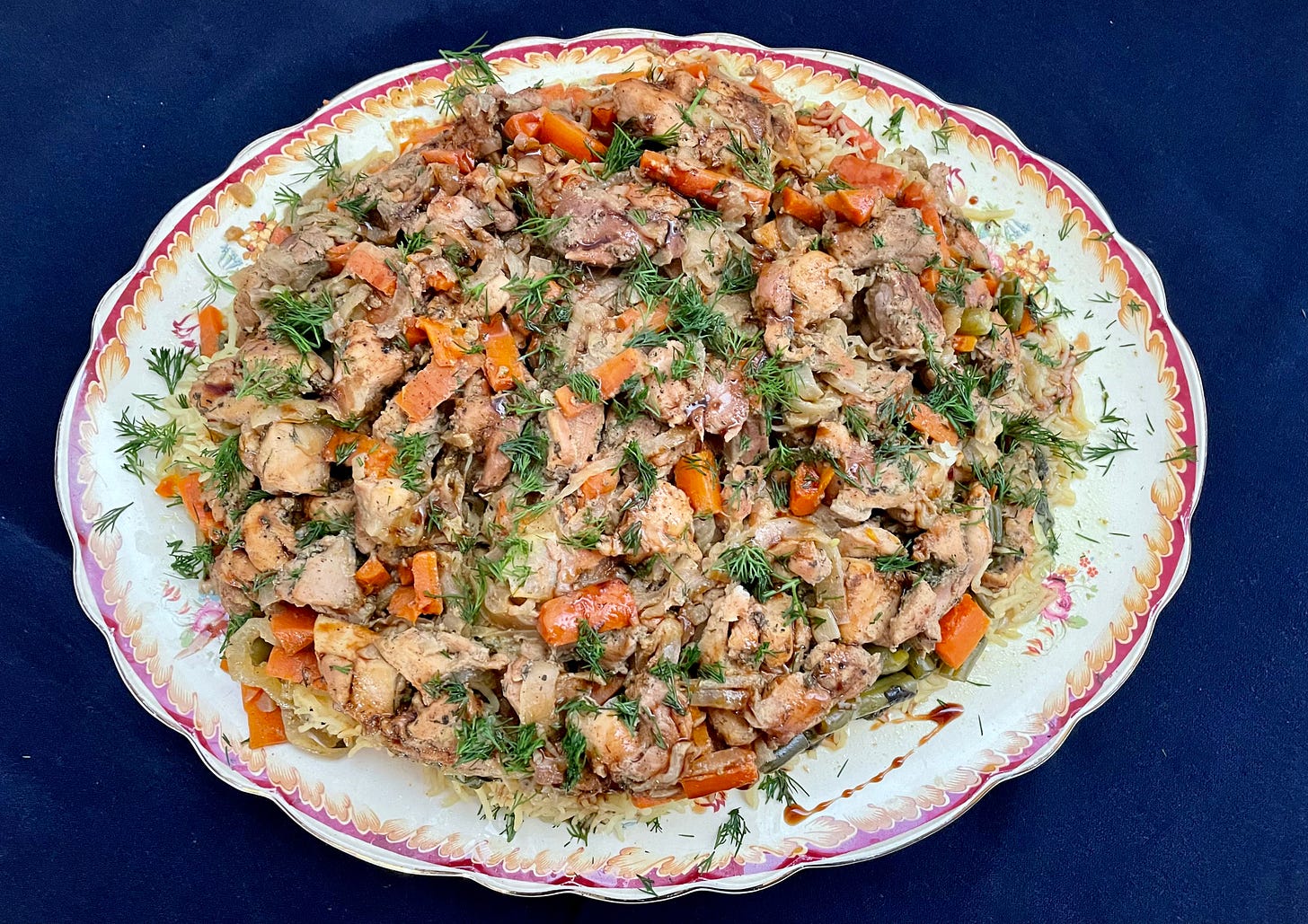 chicken and rice plov on a plate