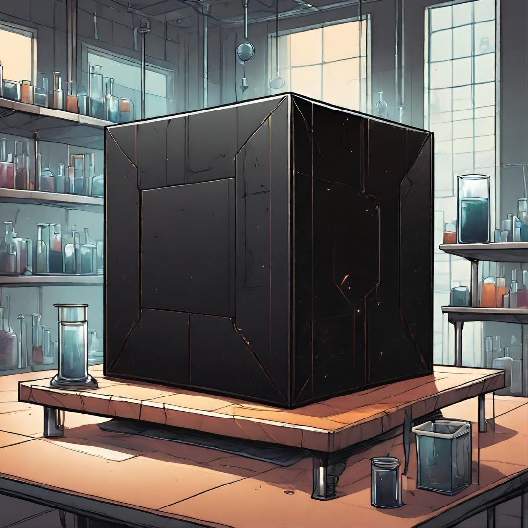 A black box sitting on a table in a laboratory
