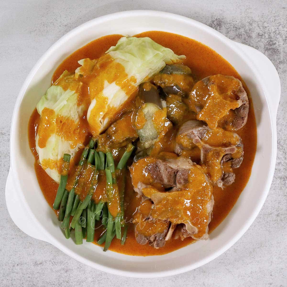 Kare-kare (oxtail and vegetables in peanut sauce)