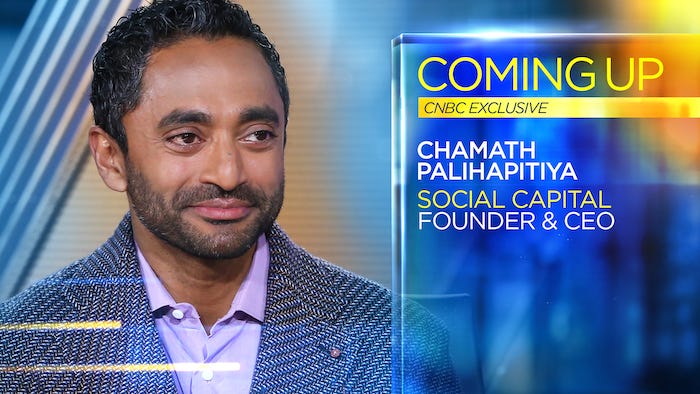 CNBC on Twitter: "COMING UP: Social Capital CEO Chamath Palihapitiya joins  us for an interview. https://t.co/JA7KFnZVnj" / Twitter