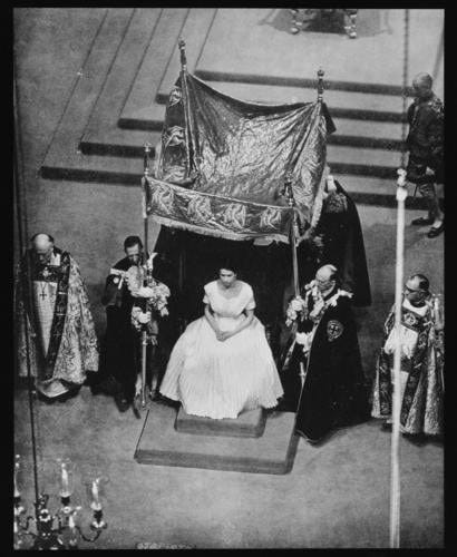 Unknown Person - The Coronation, 1953 - seated underneath the canopy.