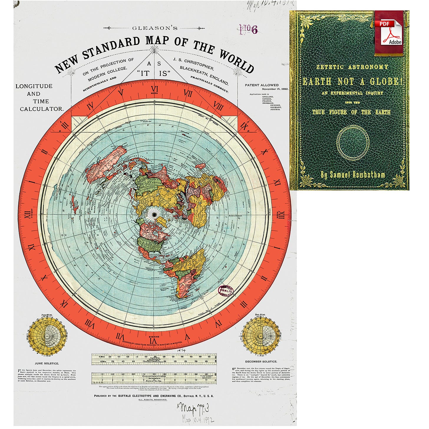 Flat Earth Map - Gleason's New Standard Map Of The World - Larg... Free Shipping 641489908427 | eBay