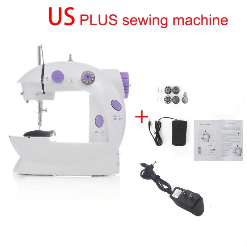 1pc sewing machine mini portable household night light foot pedal straight line hand table two wire kit electric sewing machine 5