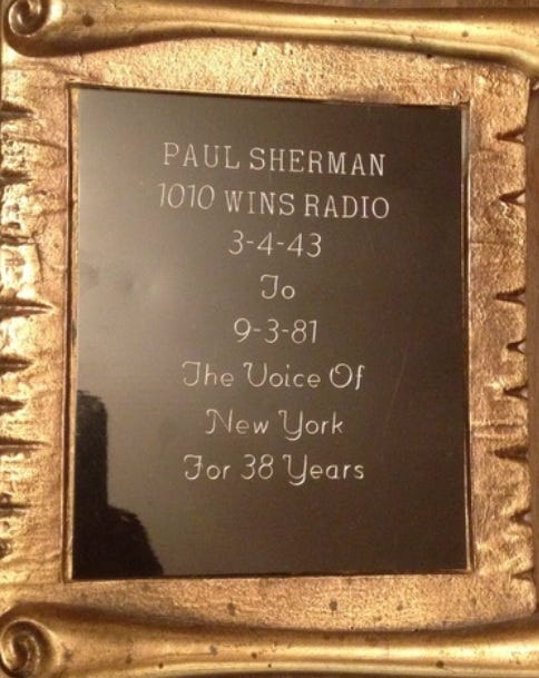 Paul Sherman's retirement plaque