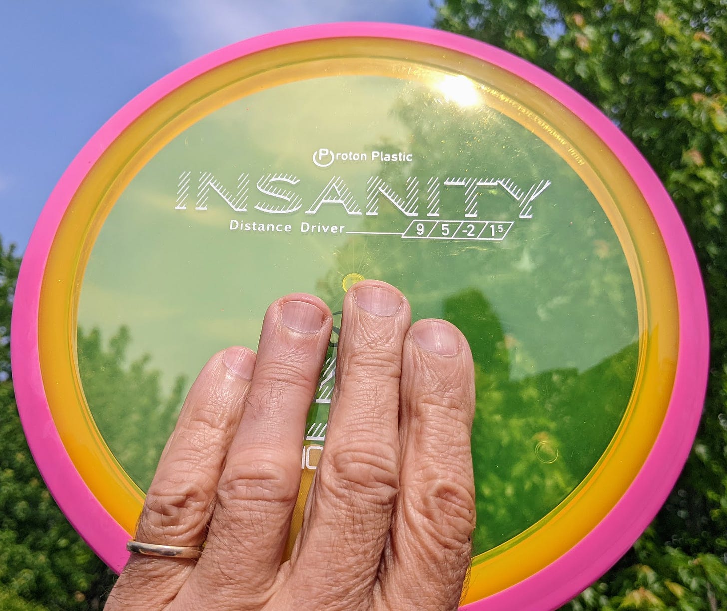 Translucent disc with pink rim