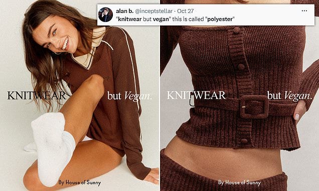 People mercilessly mock ad for $100 vegan knitwear: 'This is called  polyester' | Daily Mail Online