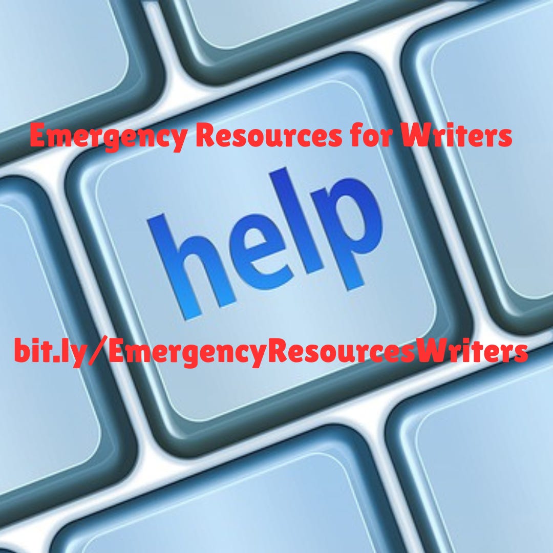 graphic announcing Emergency Resources for Writers at bit.ly/EmergencyResourcesWriters