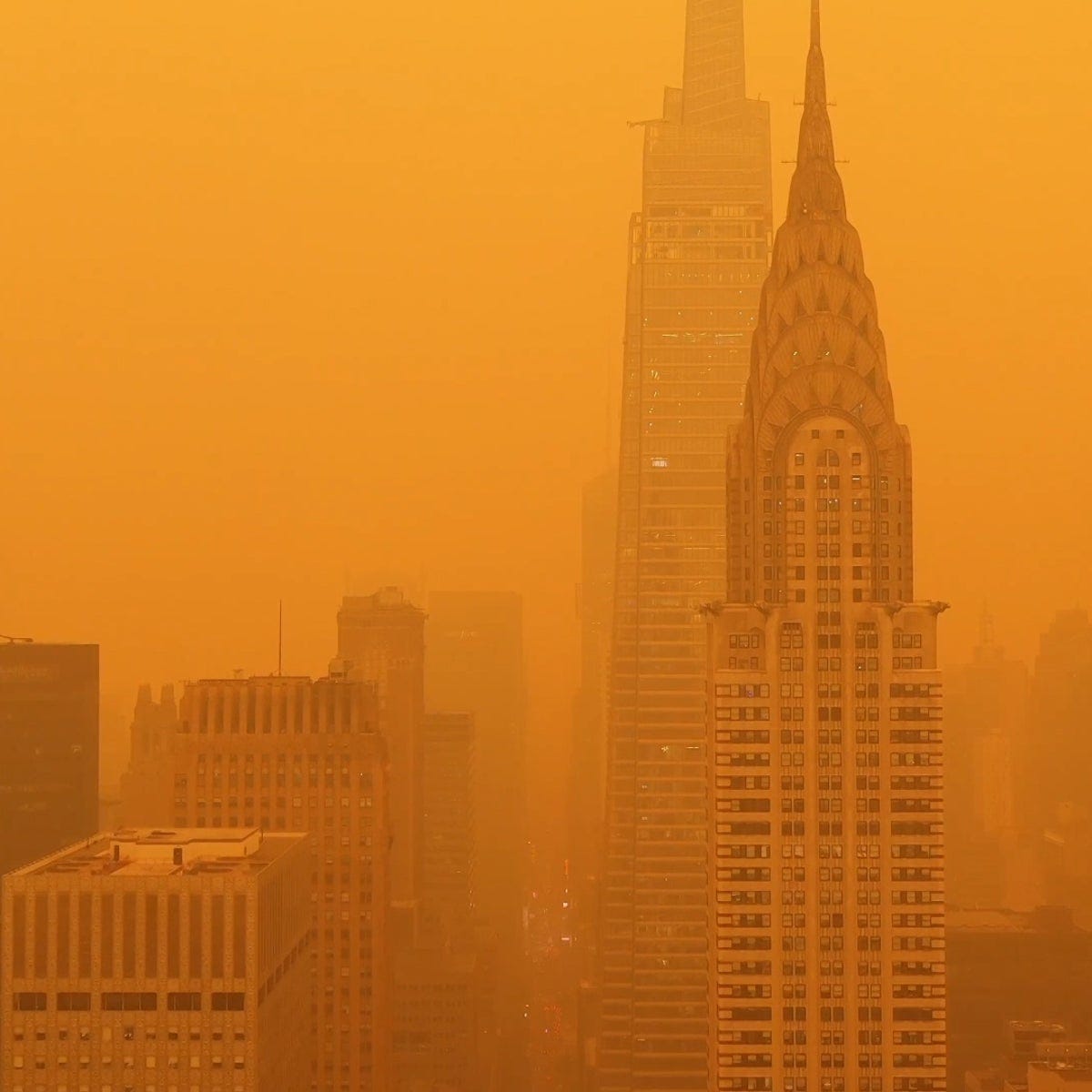 Drone footage shows New York skyline blanketed in orange haze | News |  Independent TV