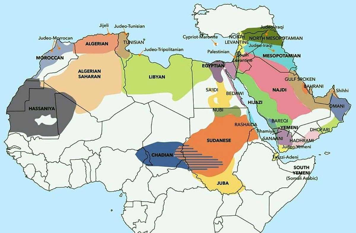 Map of Arab dialects across the world