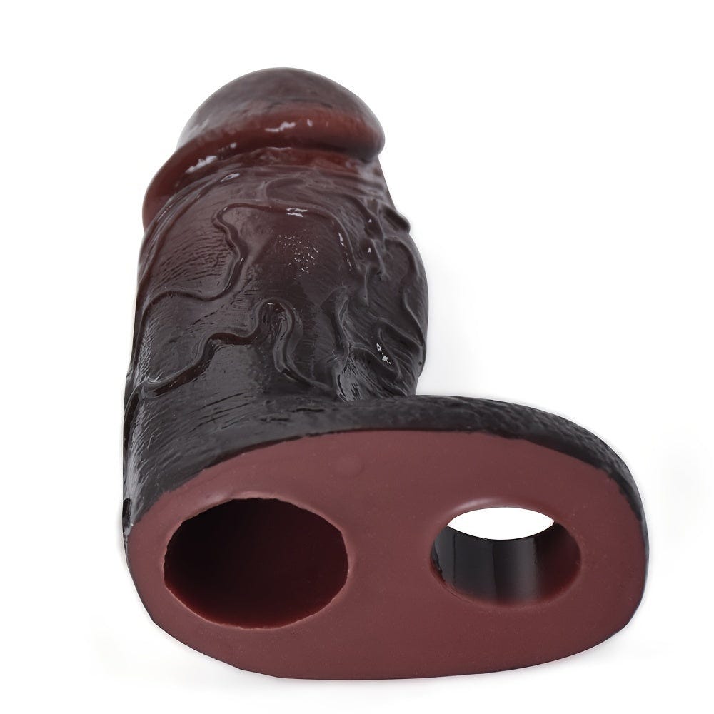 Large Penis Sleeve Realistic Hollow Dildo Open-ended Sheath With Cock Ring  – honeysx