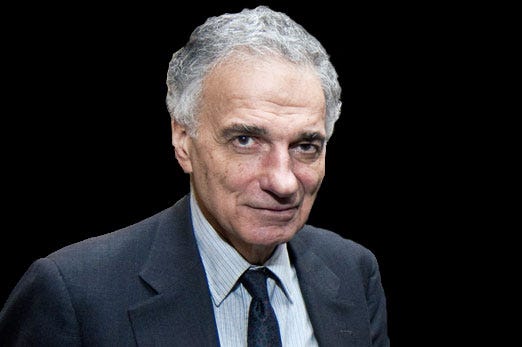 Ralph Nader mid-shot black background