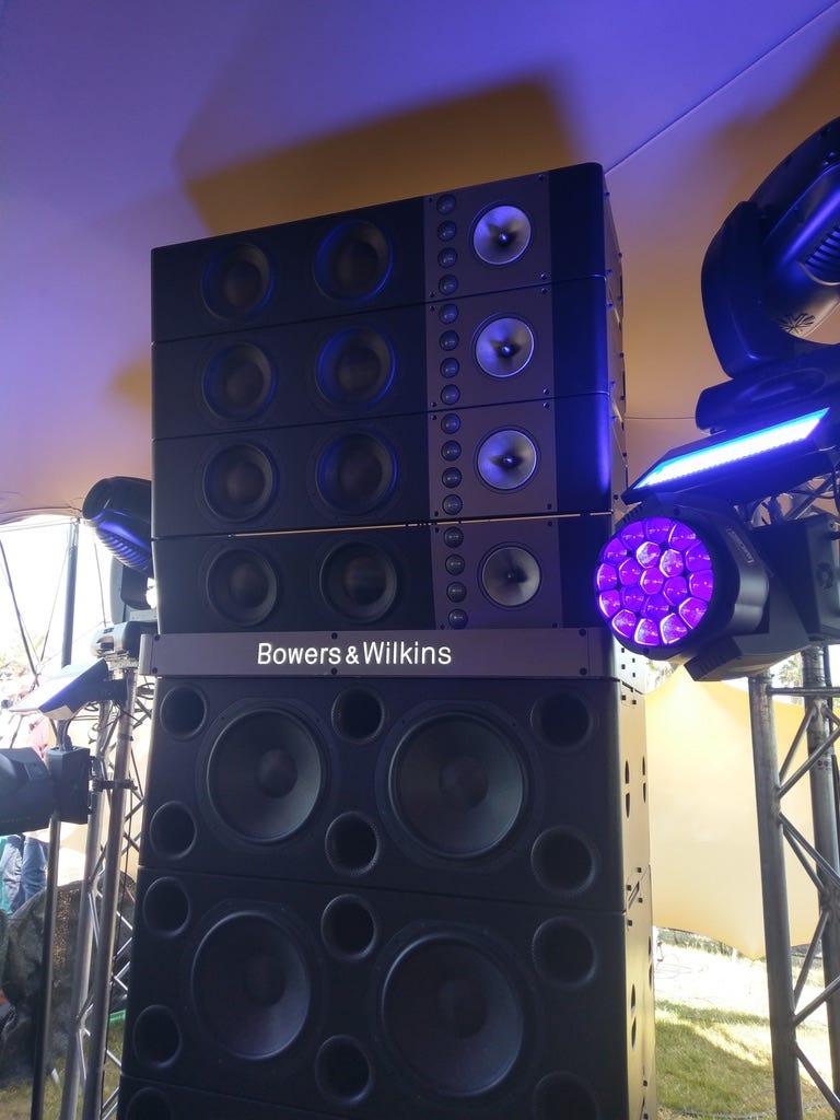 tall speaker under a tent