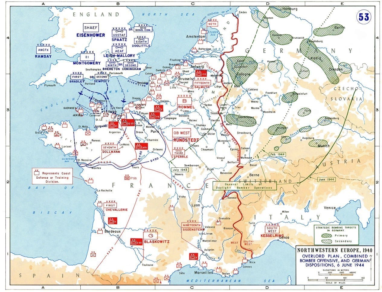 [Map] Map depicting Allied bomber offensive plans in the Normandy ...