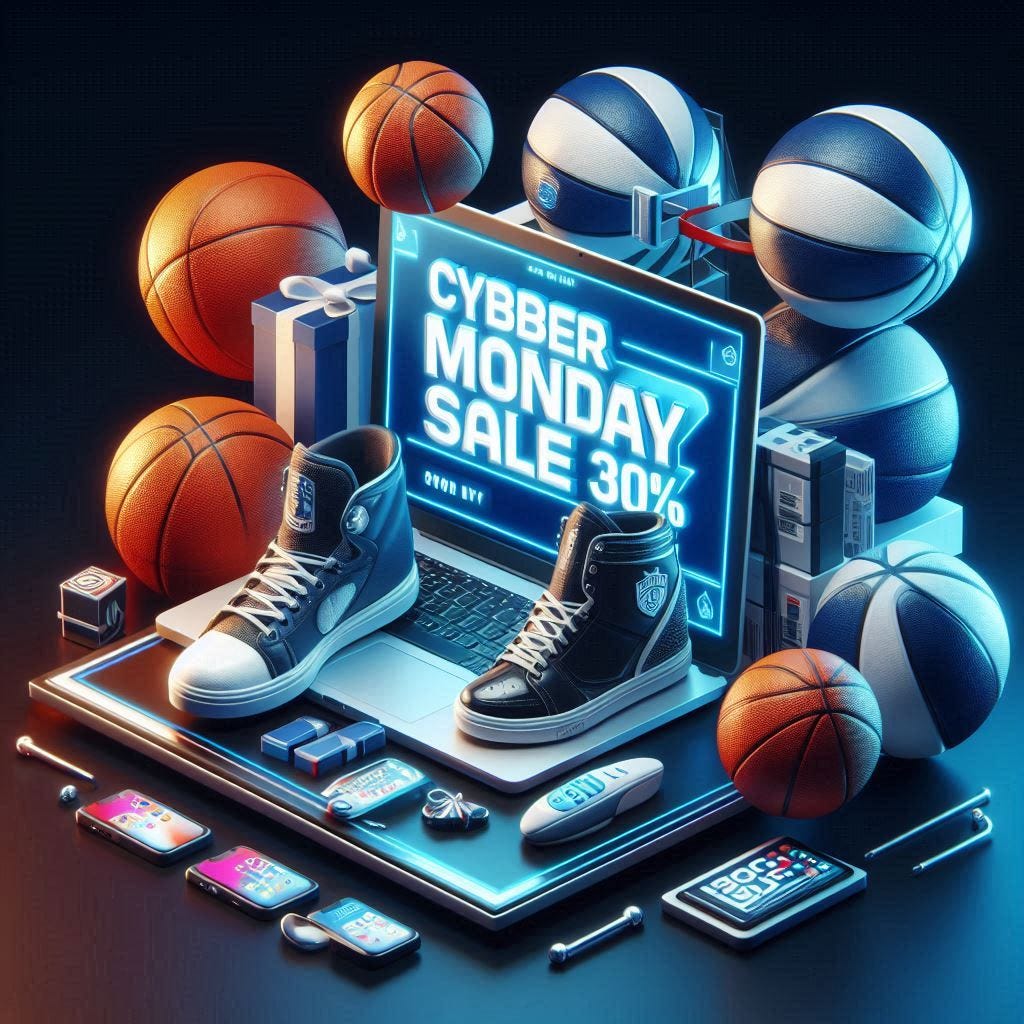 Cyber Monday sale with basketballs and 30% off