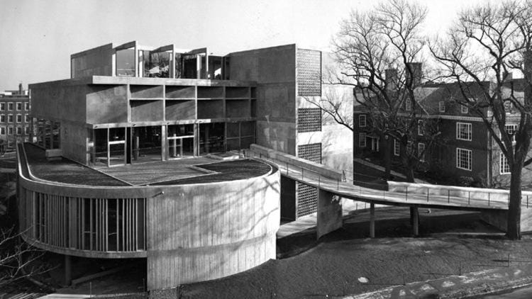 Black and white photo of the Carpenter Center