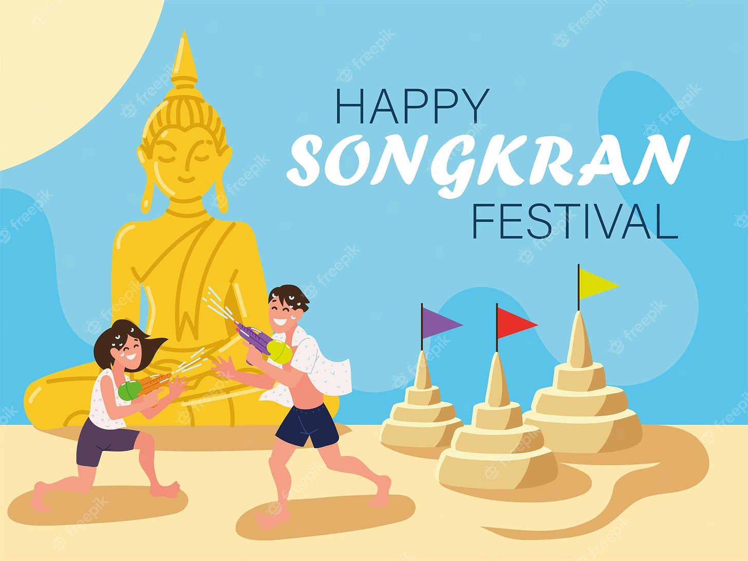 Free Vector | Happy songkran festival card style