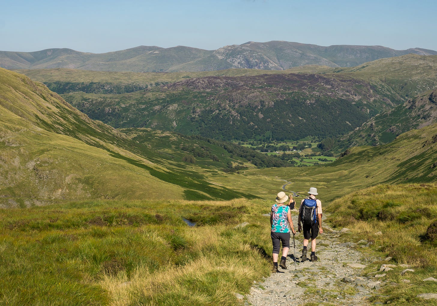 Coast to Coast walkers heading down into Borrowdale