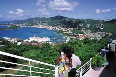 a view of Charlotte Amalie harbour from paradise Point. One of the best views in St Thomas.