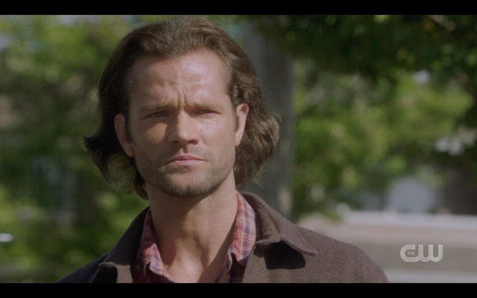 SPN Sam Winchester fighting tears goodbye to Jack God 1519