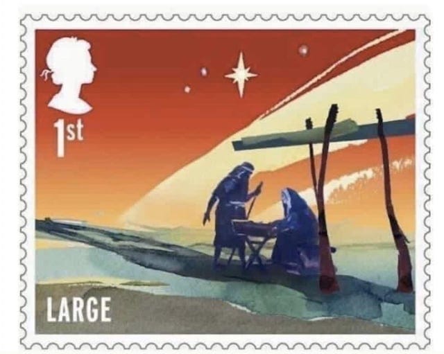 Great to see Mary on keyboard and Joseph on vocals for this years Christmas  post office stamp. : r/funny