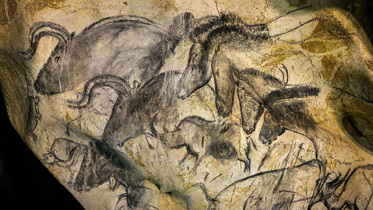 This ice age-era painting in the Chauvet Cave in southern France dates to around 32,000-30,000 B.C.