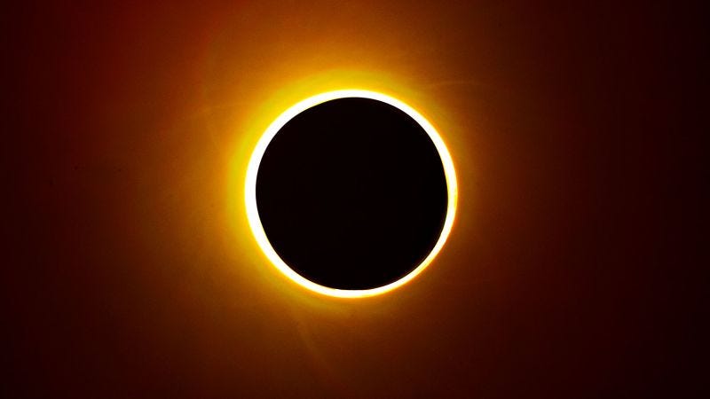 The solar eclipse in a dark sky