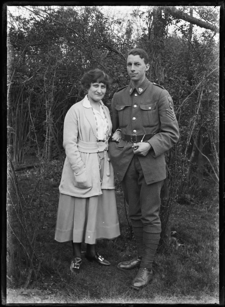 Unidentified soldier and woman