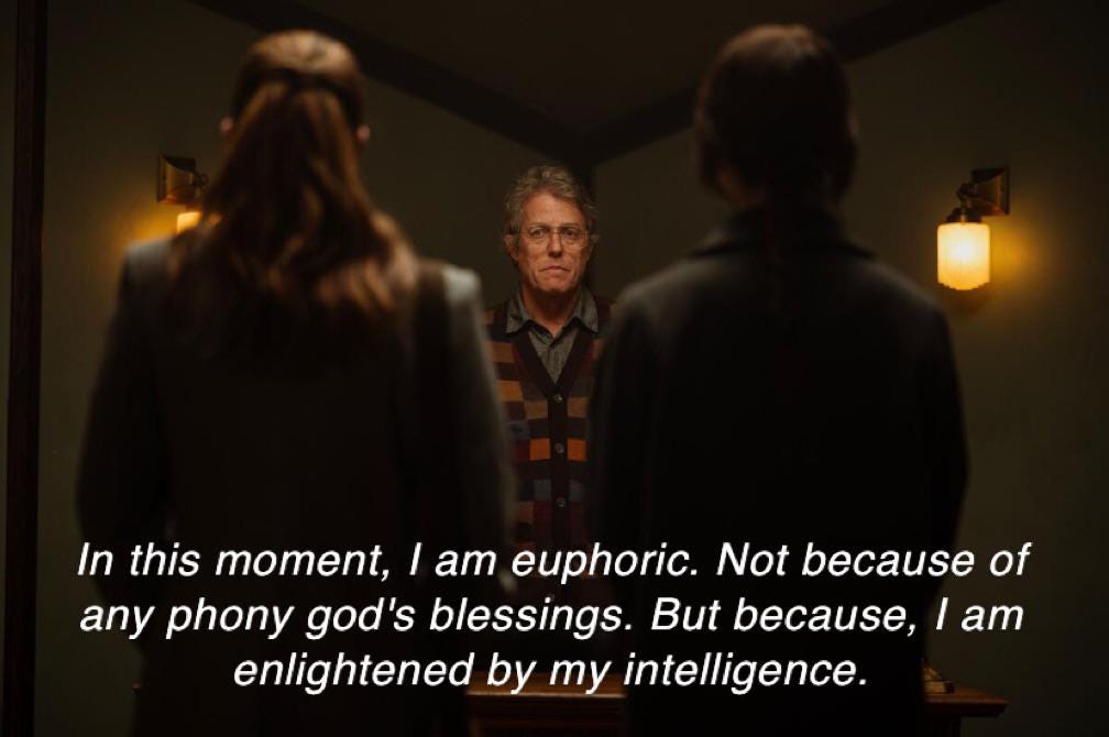 Heretic (2024) is the most disturbing movie of the year because of Hugh  Grant's chillingly accurate portrayal of a Redditor : r/moviescirclejerk